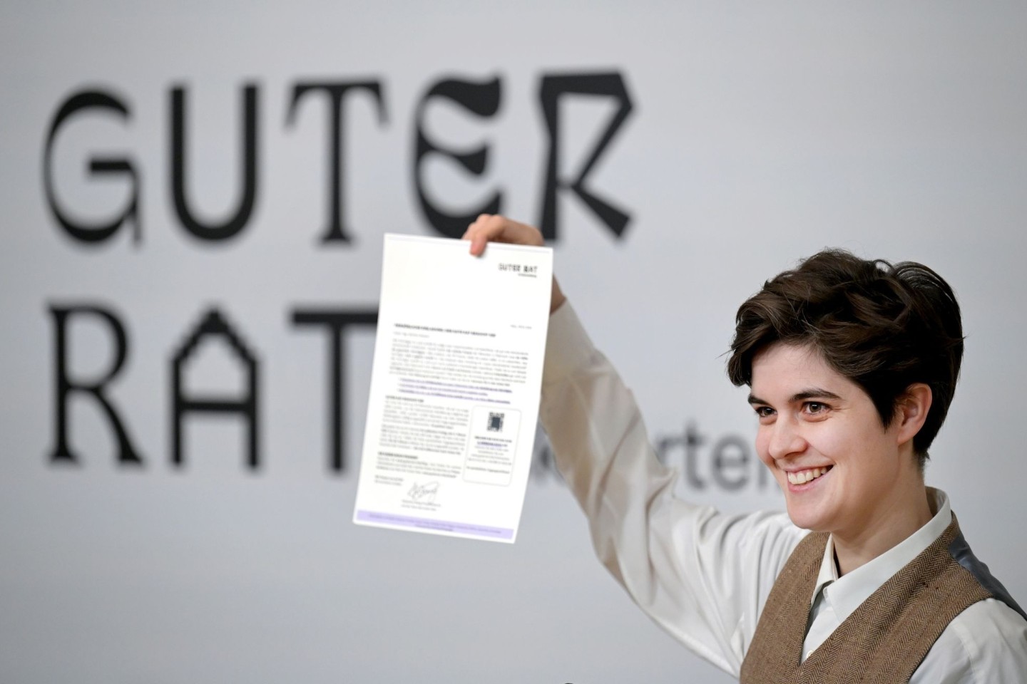 Marlene Engelhorn bei der Pressekonferenz «Guter Rat für Rückverteilung».