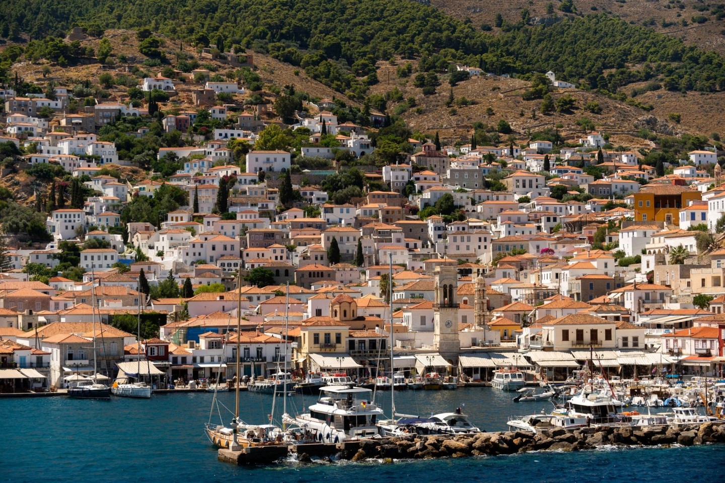 Die Insel Hydra liegt 65 Kilometer südwestlich von Athen. Der einzige Pinienwald der Insel brannte.